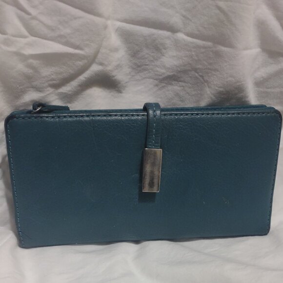 Teal Leather Women's Wallet - Picture 1 of 5